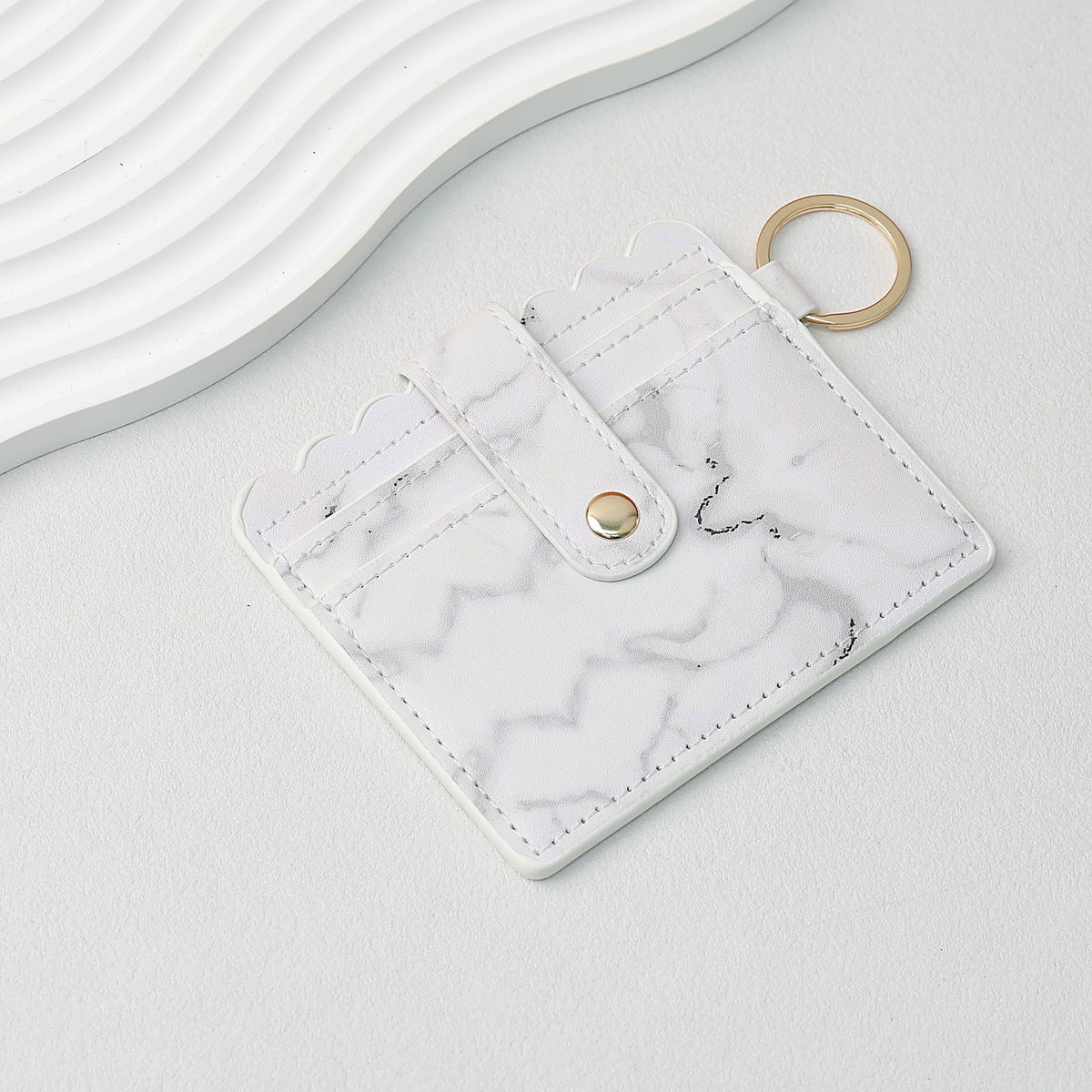 PU Card Holder Keychain Multi Patterned - B1 marble