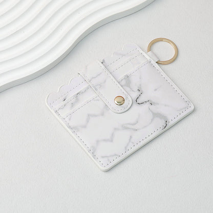 PU Card Holder Keychain Multi Patterned - B1 marble