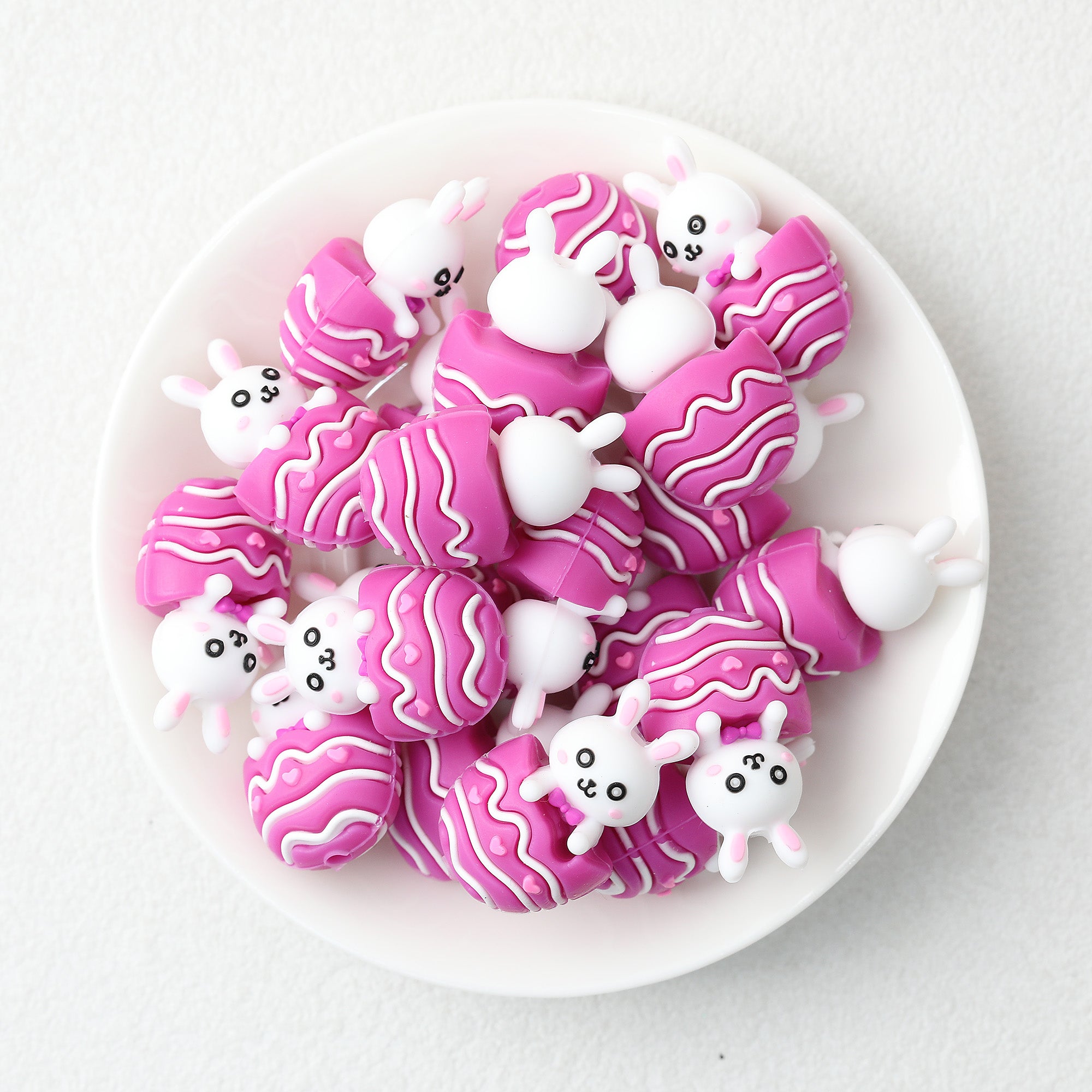 3D Easter Egg Bunny Silicone Focal Beads 20Pcs  3