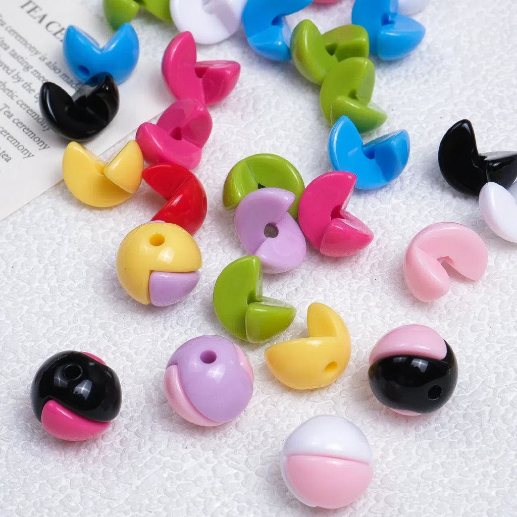 Solid Color Snap-fit Half Sphere Acrylic Beads 12mm Glossy 100pcs 3
