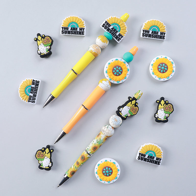 Silicone Focal Beads Daisy You Are My Sunshine Text 20pcs 6
