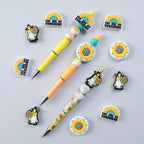 Silicone Focal Beads Daisy You Are My Sunshine Text 20pcs 6