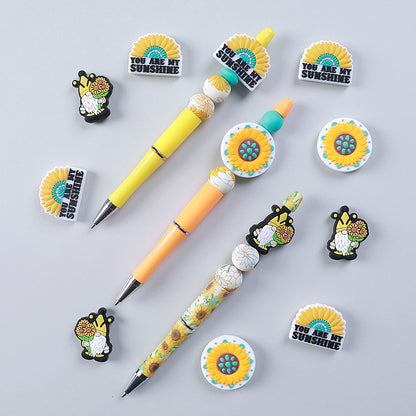 Silicone Focal Beads Daisy You Are My Sunshine Text 20pcs 6