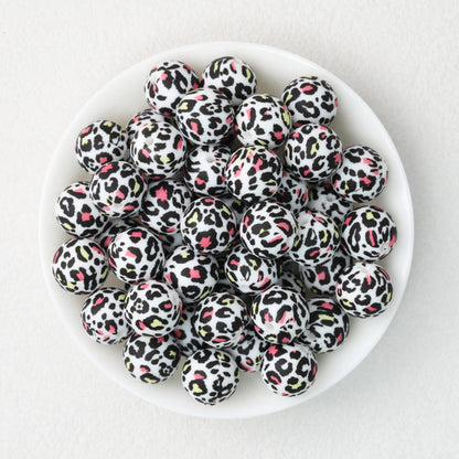 15mm Leopard Pattern Silicone Round Beads 50pcs 3