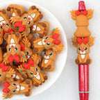  3D Christmas Bow Deer Silicone Focal Beads 20Pcs