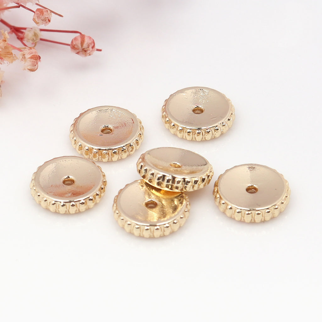 Brass Concave Spacer Beads 6mm 9mm 11mm Polished Beaded Edge 100pcs 3