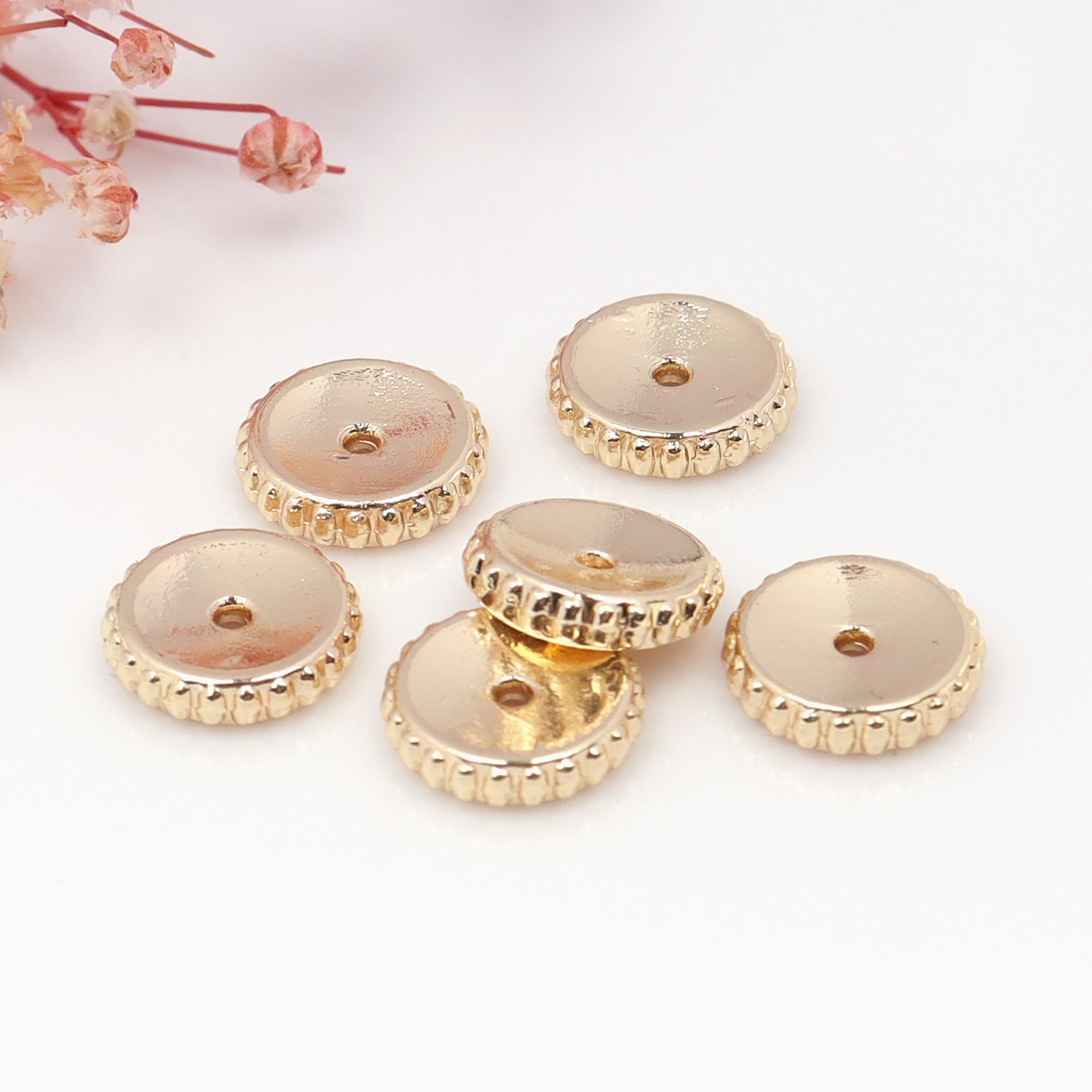 Brass Concave Spacer Beads 6mm 9mm 11mm Polished Beaded Edge 100pcs 3