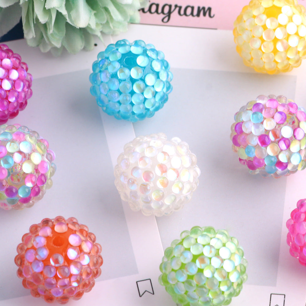 Aurora Gradient 20mm Bubblegum Resin Rhinestone Beads 20pcs