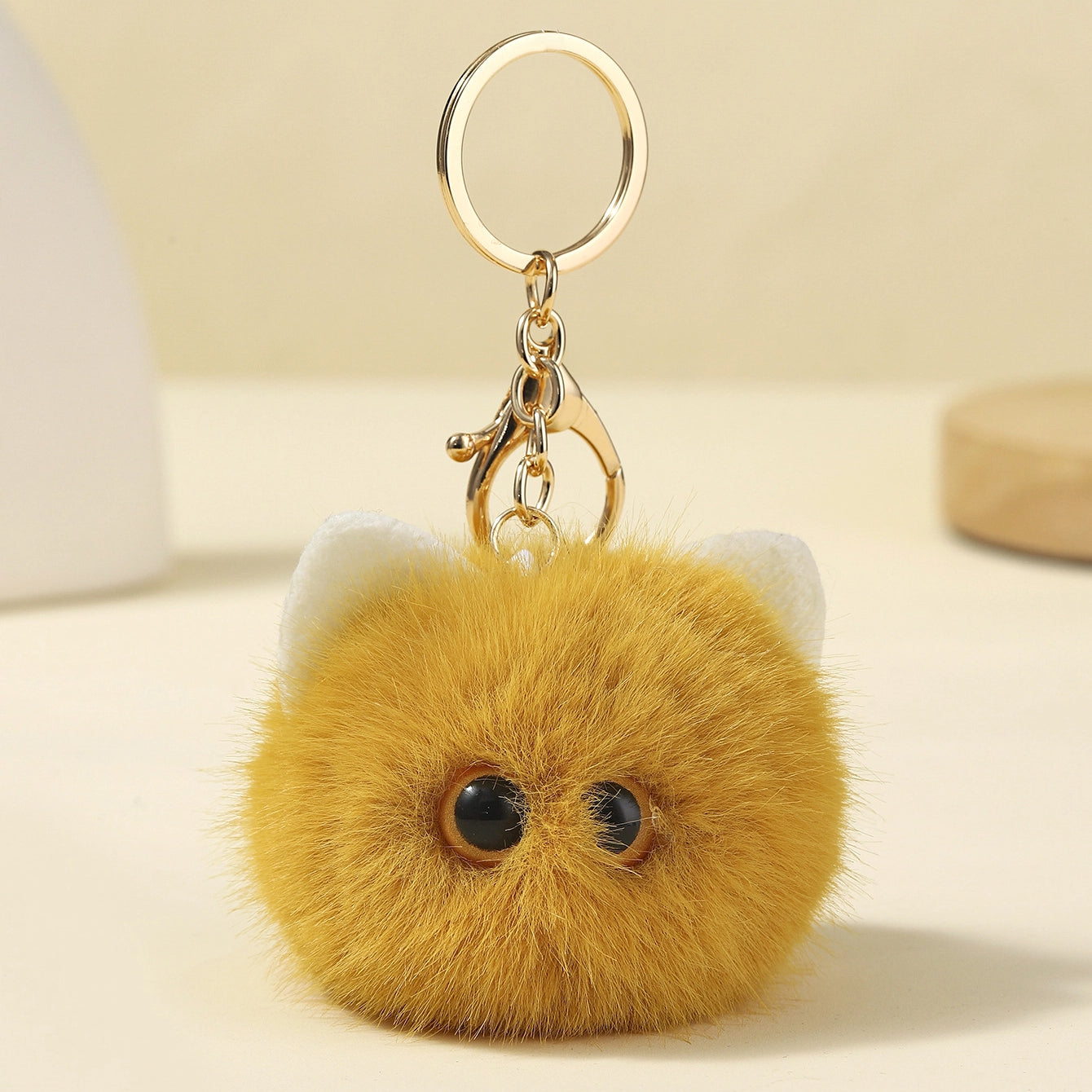 Plush Cat Keychain Faux Fur Soft 13cm 2pcs Set 12