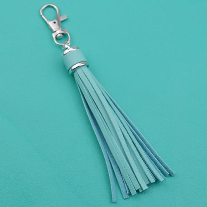 PU Leather Tassel Keychain 9cm Strips Silver Lobster Clasp 10