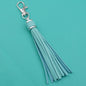PU Leather Tassel Keychain 9cm Strips Silver Lobster Clasp 10