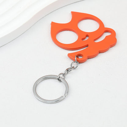 Cat Shaped Self Defense Keychain Survival Finger Clasp Compact - Orange