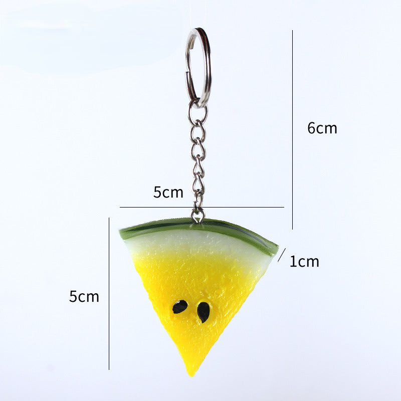PVC Watermelon Slice Keychain Red and Yellow Fruit Design 6