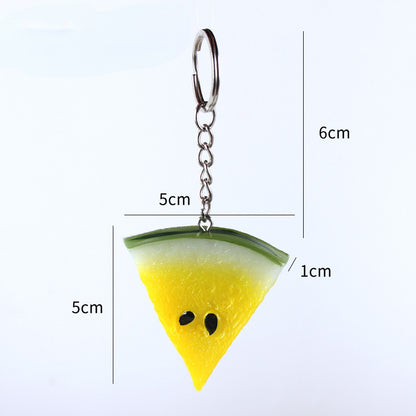 PVC Watermelon Slice Keychain Red and Yellow Fruit Design 6