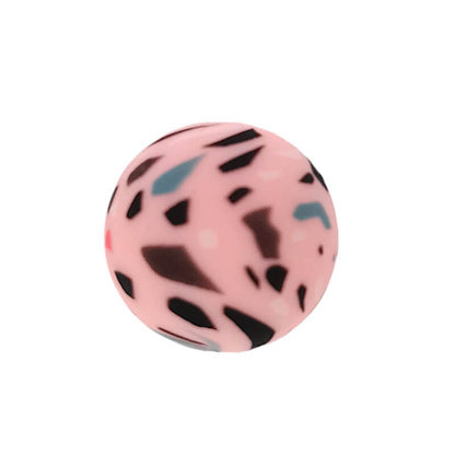 15mm Silicone Beads Terrazzo Print Multi Color 50pcs 10