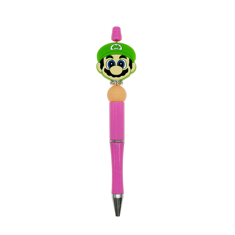 Silicone Focal Beads Mario Iconic Face with Green Hat 20pcs 3