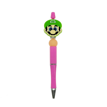Silicone Focal Beads Mario Iconic Face with Green Hat 20pcs 3