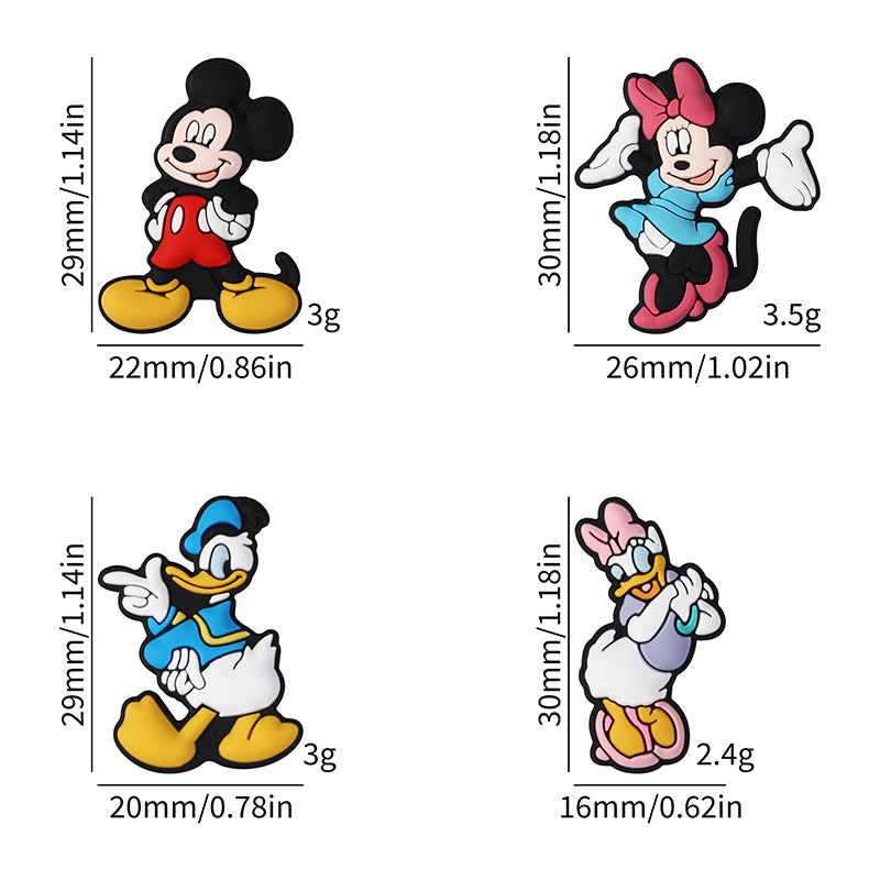 Silicone Focal Beads Disney Mickey Minnie Daisy Donald Duck Distinct Poses 20pcs 5