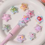 Cartoon Animal Fruit Pattern Star Resin Beads 22mm Pastel Colors 5pcs