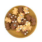 Silicone 3D Focal Beads Bear Wearing Pink Bow Sitting Pose 20 pcs 2