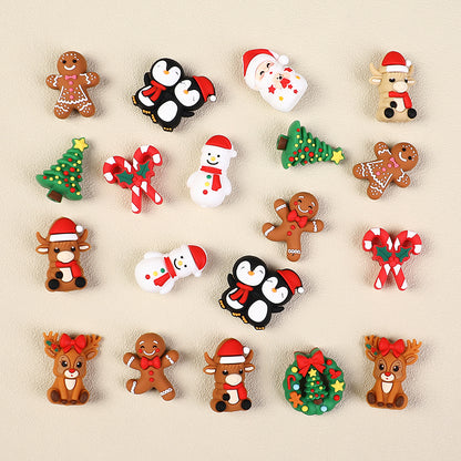 3D Christmas Silicone Focal Beads Holiday Characters Assortment 20pcs 3