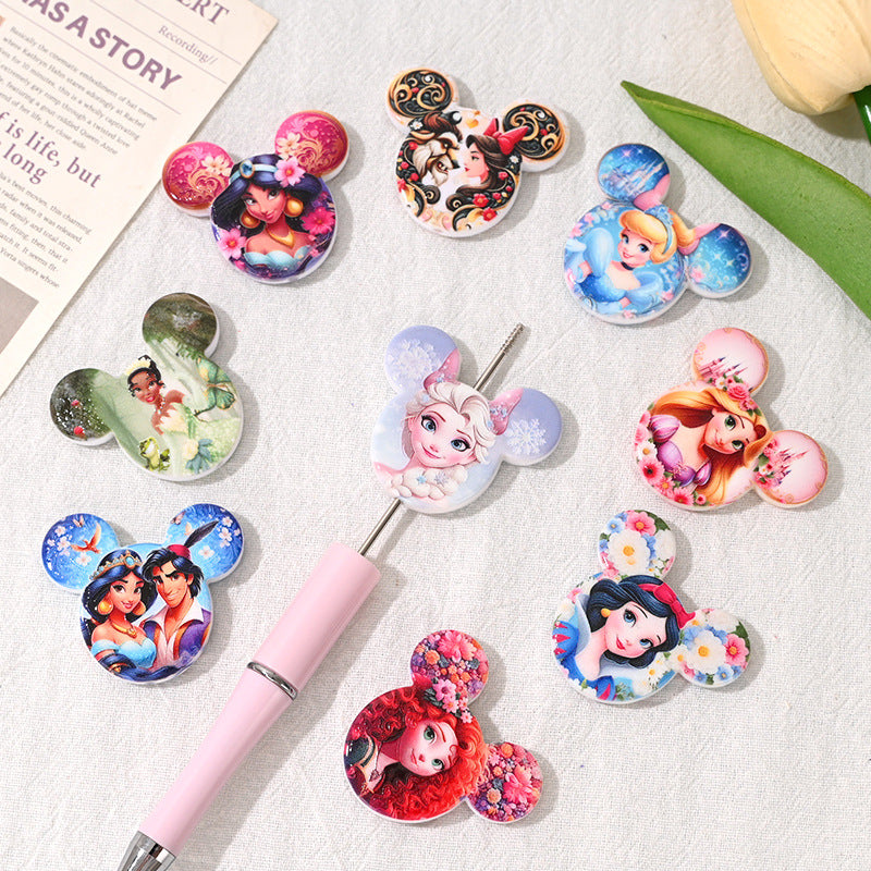 Embossed Mouse Head Acrylic Beads 39mm 10pcs 2