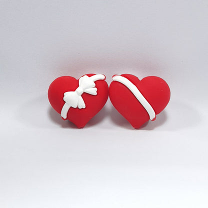 Silicone 3D Focal Beads Valentine Bow Heart Wrapped in Bow 20pcs 3