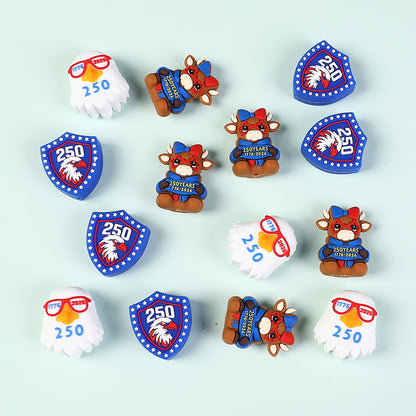 USA 250th Anniversary Silicone Focal Beads Patriotic Shapes 3D 20pcs 4
