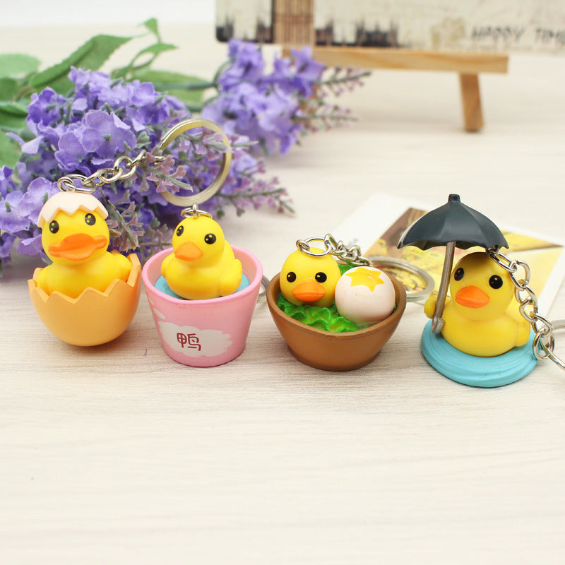 PVC Yellow Duck Keychain Cute Animal Charm 4cm Long