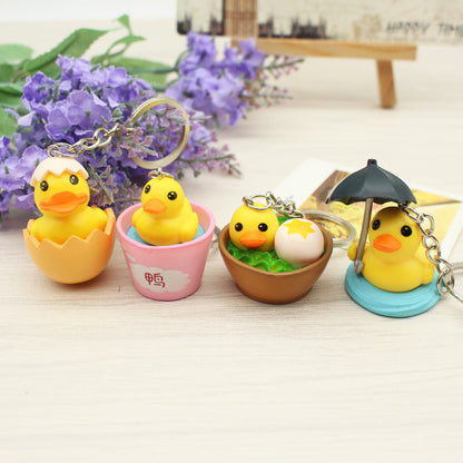 PVC Yellow Duck Keychain Cute Animal Charm 4cm Long