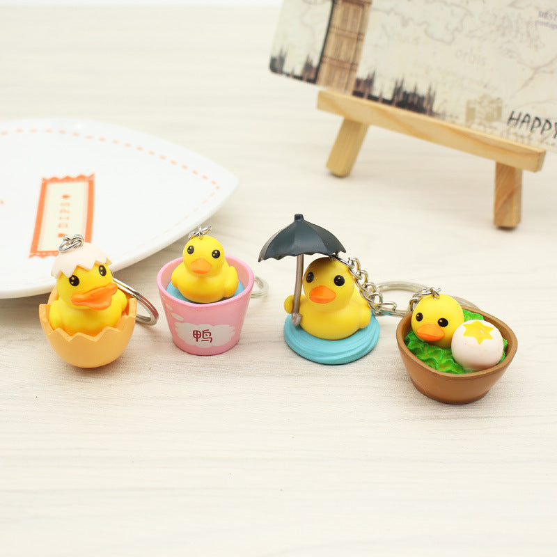 PVC Yellow Duck Keychain Cute Animal Charm 4cm Long 2