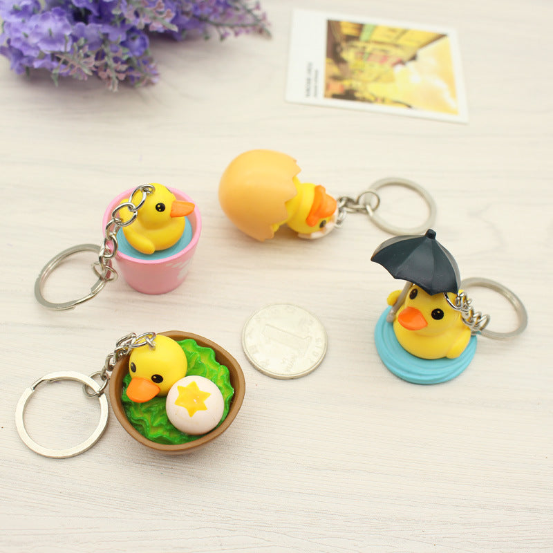 PVC Yellow Duck Keychain Cute Animal Charm 4cm Long 5