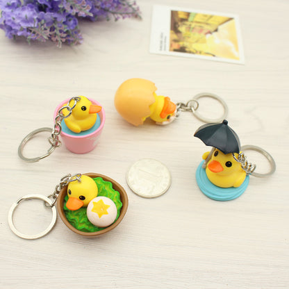 PVC Yellow Duck Keychain Cute Animal Charm 4cm Long 5