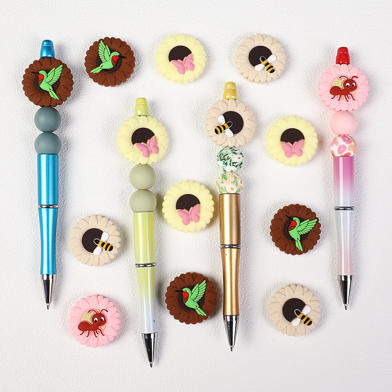 Insect Daisy Silicone Focal Beads 20pcs 6