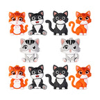 Silicone 3D Focal Beads Dark Cat Smiling Face Sitting Pose 20pcs