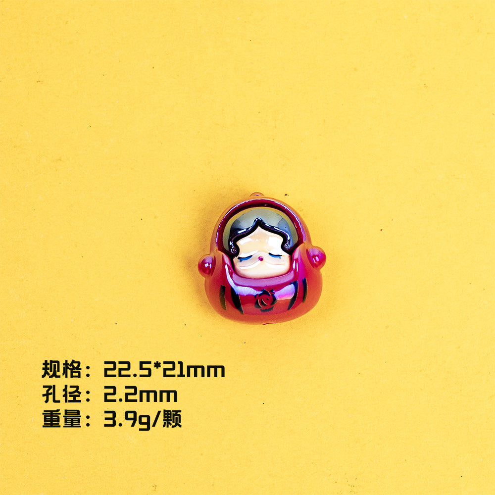 Plating POP BEAN Lucky Star Series Resin Beads Whimsical Characters 10pcs 14
