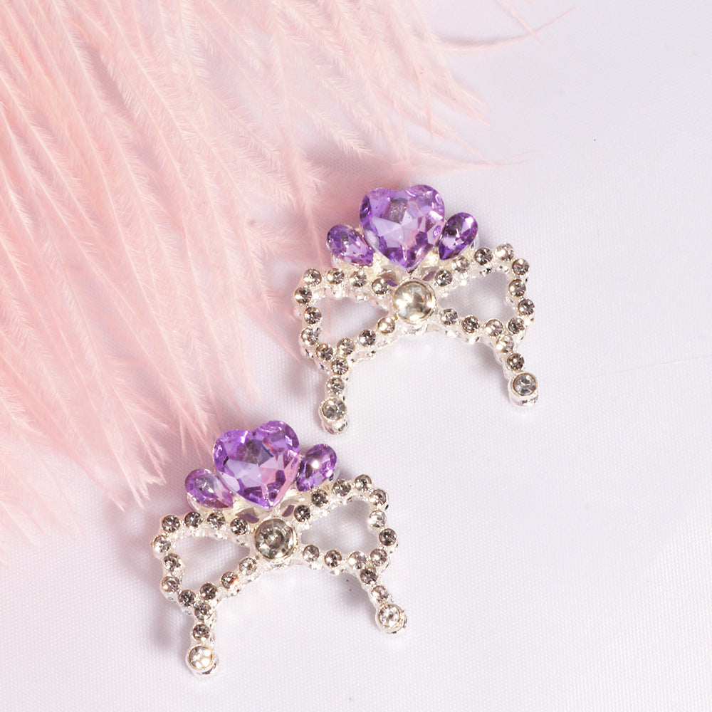 Alloy Crystal Bow Knot Heart Shape Beads 23mm 5pcs 9