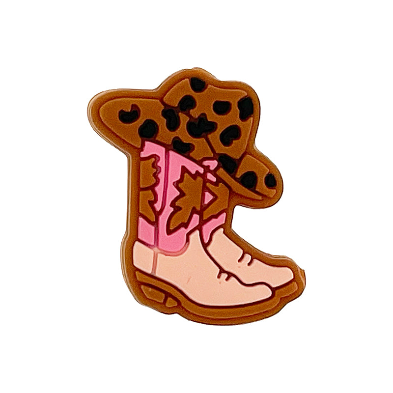 Silicone Focal Beads Western Boots Leopard Print Hats 20pcs 2