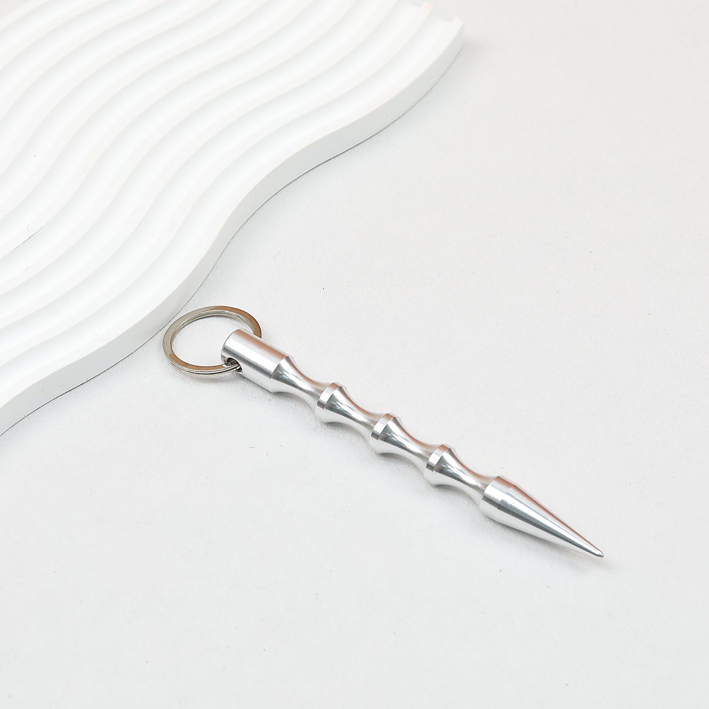 Self Defense Keychain Alloy Aviation Aluminum Bamboo Design - silver