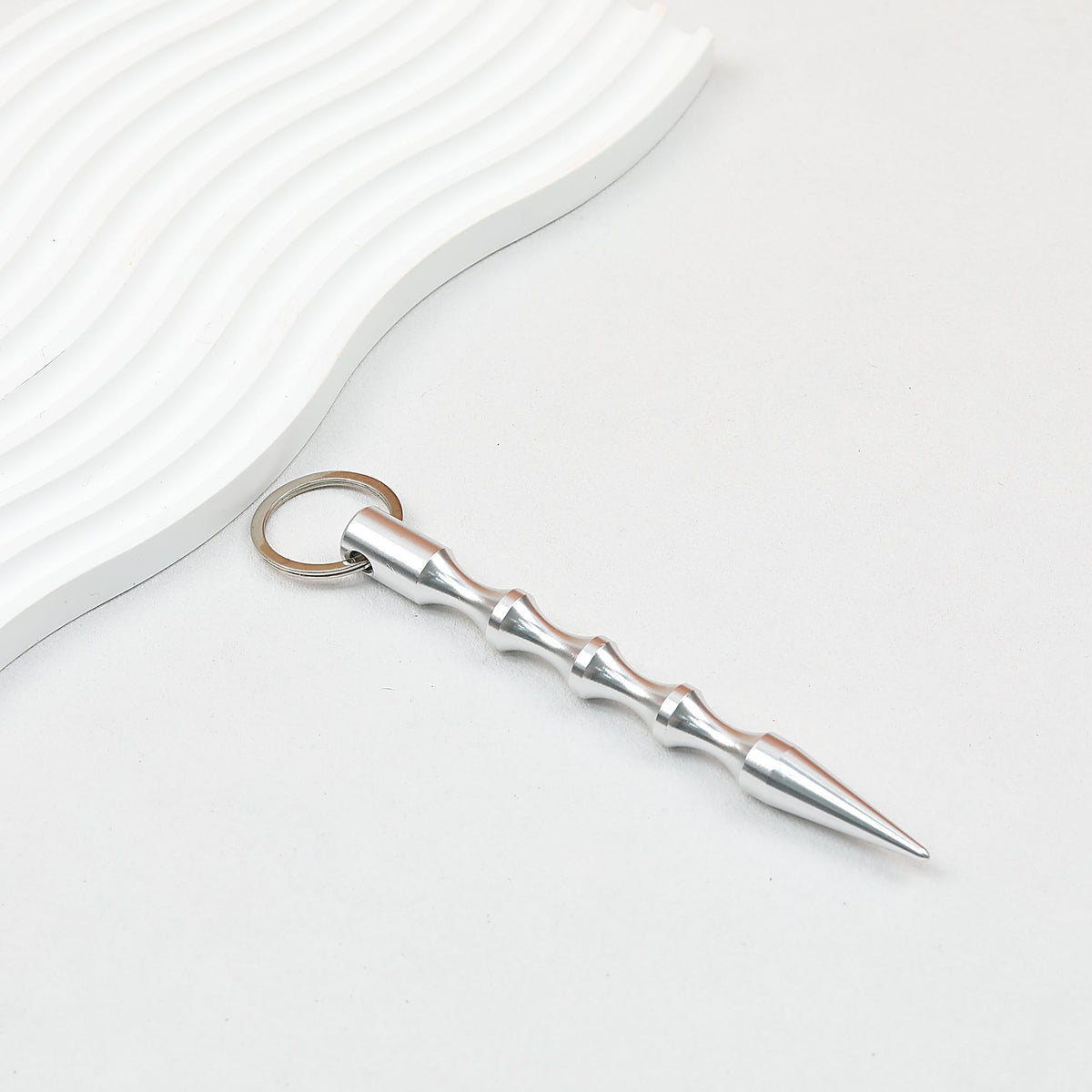 Self Defense Keychain Alloy Aviation Aluminum Bamboo Design - silver