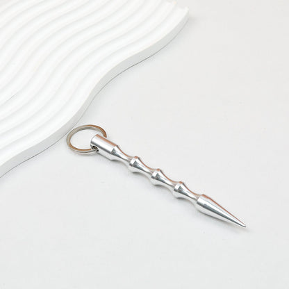 Self Defense Keychain Alloy Aviation Aluminum Bamboo Design - silver