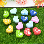 Love Heart Silicone Beads Printed Design 20pcs 5