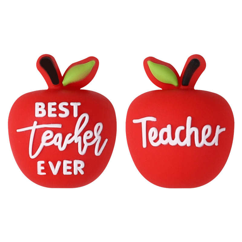 Silicone 3D Focal Beads Teacher Apple With Pencil and Gnome 20pcs 15