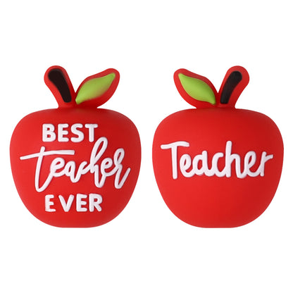 Silicone 3D Focal Beads Teacher Apple With Pencil and Gnome 20pcs 15