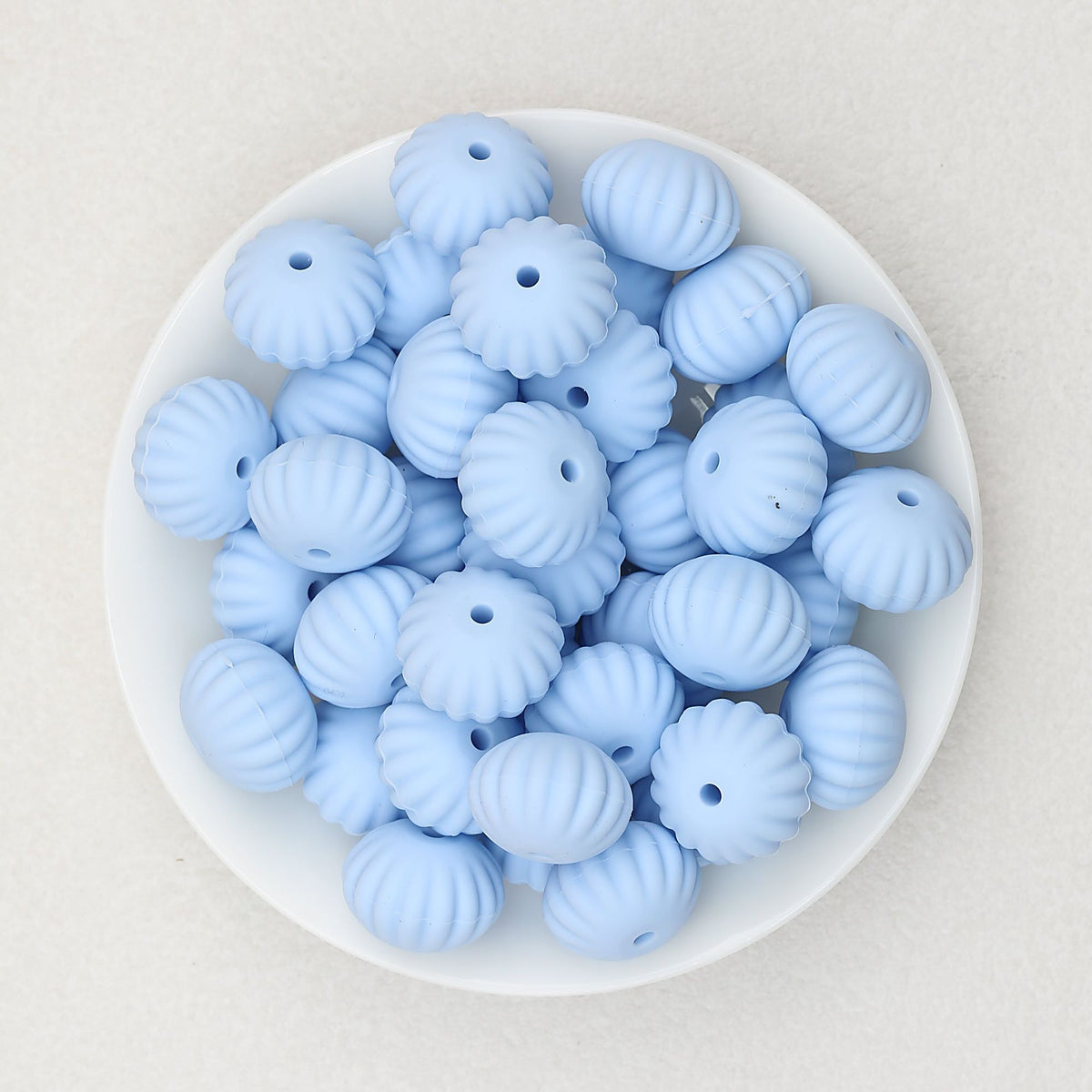 Solid Color Pumpkin Shaped Silicone Beads 20pcs - Light Blue