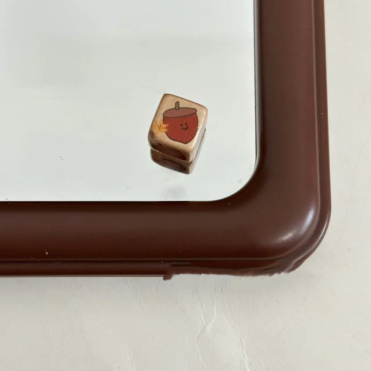 Square Acrylic Beads 12mm Coffee Colored Chestnut Pattern Diagonal Hole 10pcs 2