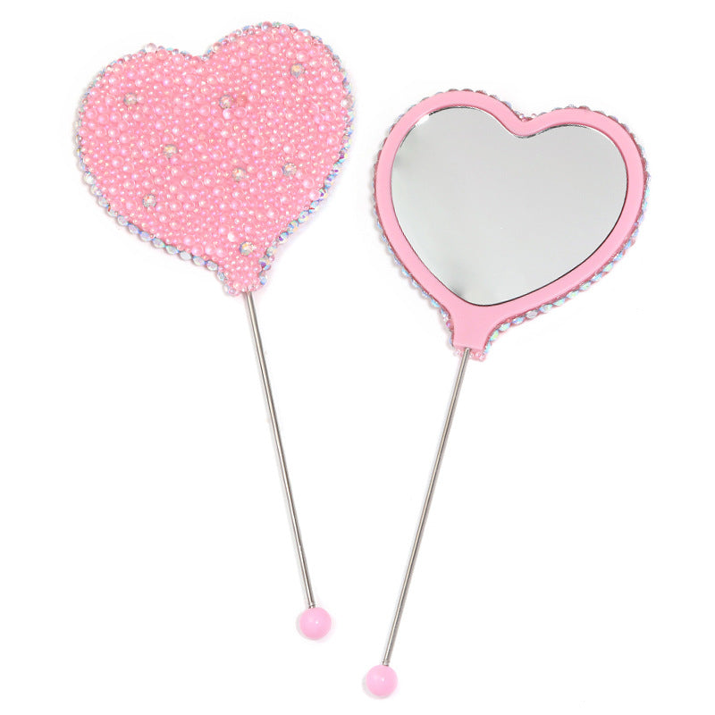Beadable Heart Shape Handheld Makeup Mirror 13
