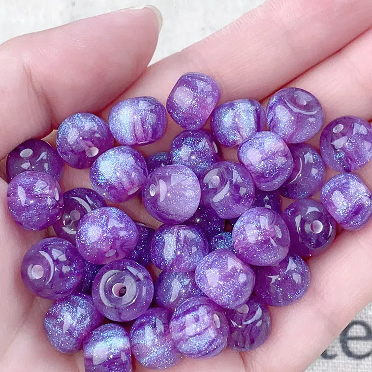 Glitter Powder Apple Resin Beads 8mm Sparkling Colors 30pcs 8