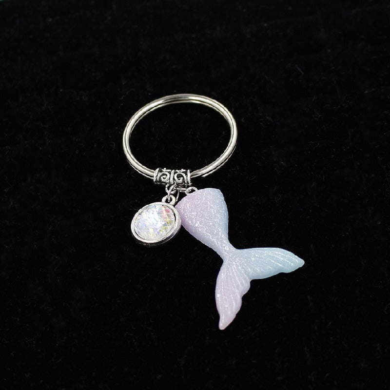 Stainless Steel Gradient Fishtail Animal Keychain Shimmering Scales 8