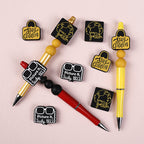 Silicone Focal Beads The Golden Girl Retro Black and Gold Designs 20pcs 7